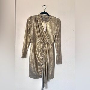 Mock Neck Long Sleeve Shimmer dress